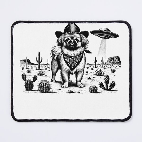 Item preview, Vintage Retro Pekingese UFO Western Country Wild West Dog Mom Dad designed and sold by Kimberley King Art  King Art.