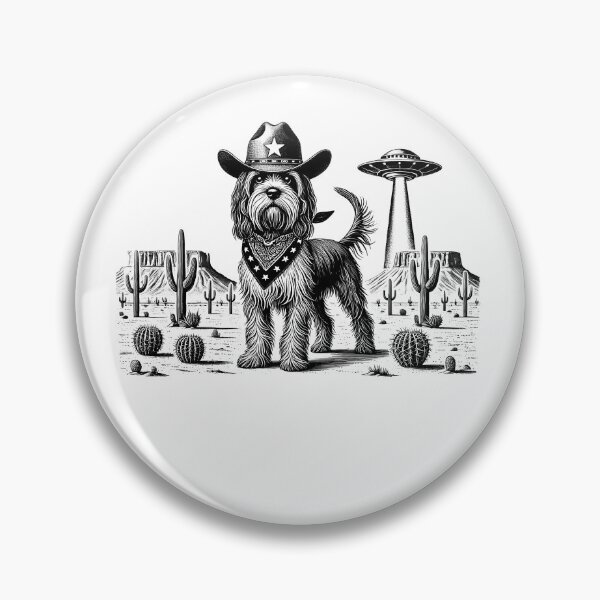 Item preview, Vintage Retro Petit Basset Griffon Vendeen UFO Western Country Wild West Dog Mom Dad designed and sold by Kimberley King Art  King Art.