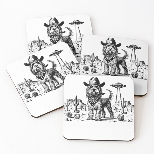 Item preview, Vintage Retro Petit Basset Griffon Vendeen UFO Western Country Wild West Dog Mom Dad designed and sold by Kimberley King Art  King Art.