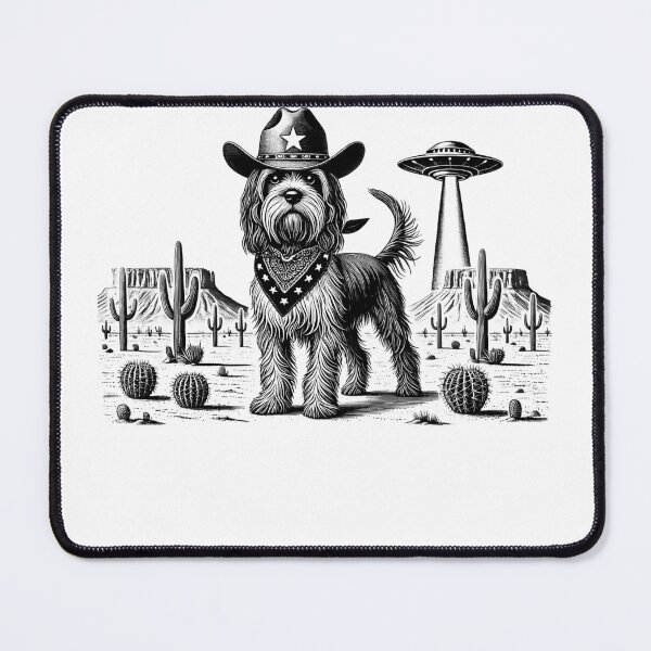Item preview, Vintage Retro Petit Basset Griffon Vendeen UFO Western Country Wild West Dog Mom Dad designed and sold by Kimberley King Art  King Art.