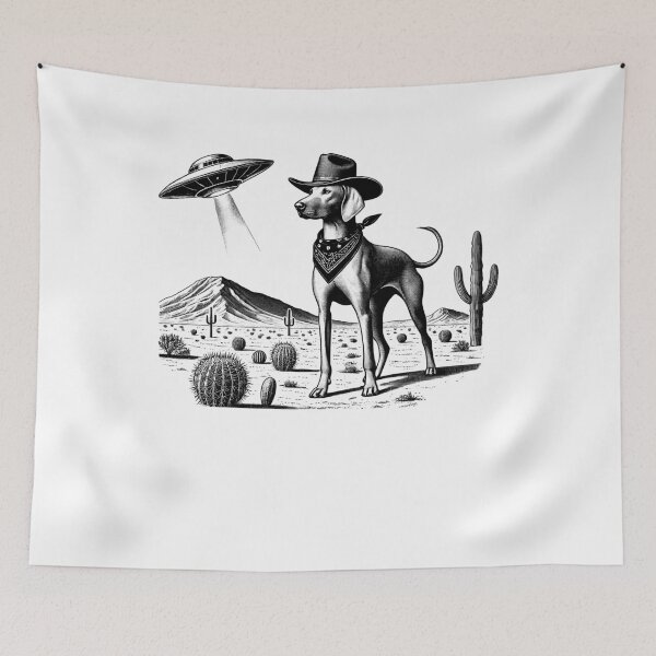 Item preview, Vintage Retro Pharaoh Hound UFO Western Country Wild West Dog Mom Dad designed and sold by Kimberley King Art  King Art.