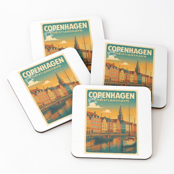 Item preview, Traveling COPENHAGEN - CHRISTIANSHAVN Denmark Vintage Poster Art designed and sold by Earth Celebration Designs.