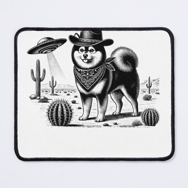 Item preview, Vintage Retro Pomsky UFO Western Country Wild West Dog Mom Dad designed and sold by Kimberley King Art  King Art.