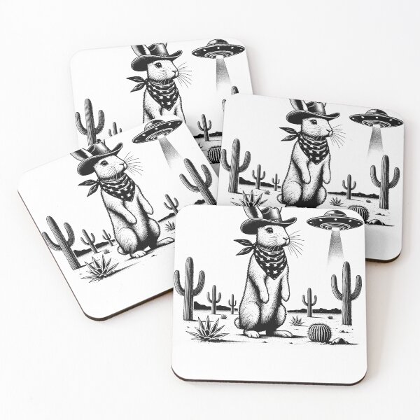 Item preview, Vintage Retro Rabbit UFO Western Country Bunny Wild West designed and sold by Kimberley King Art  King Art.