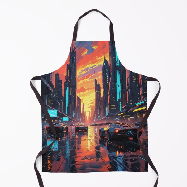 Item preview, Futuristic Cityscape with Cars at Sunset designed and sold by YourCozyPattern.