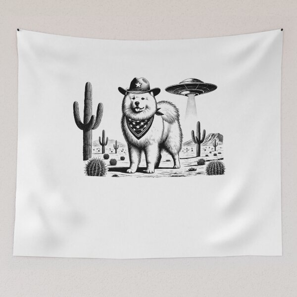 Item preview, Vintage Retro Samoyed UFO Western Country Wild West Dog Mom Dad designed and sold by Kimberley King Art  King Art.