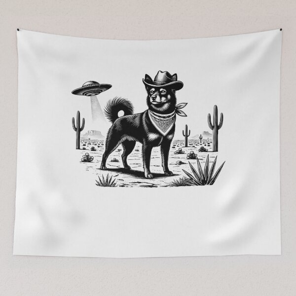 Item preview, Vintage Retro Schipperke UFO Western Country Wild West Dog Mom Dad designed and sold by Kimberley King Art  King Art.