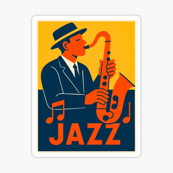 Item preview, Vintage Jazz Saxophonist Poster in colors designed and sold by SteadyRolling.