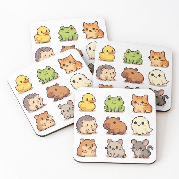 Item preview, Tiny Pixel Friends: Duck, Frog, Cat, Hedgehog, Capybara, Ghost, Hamster, Mouse, Chinchilla designed and sold by retro_pixel.