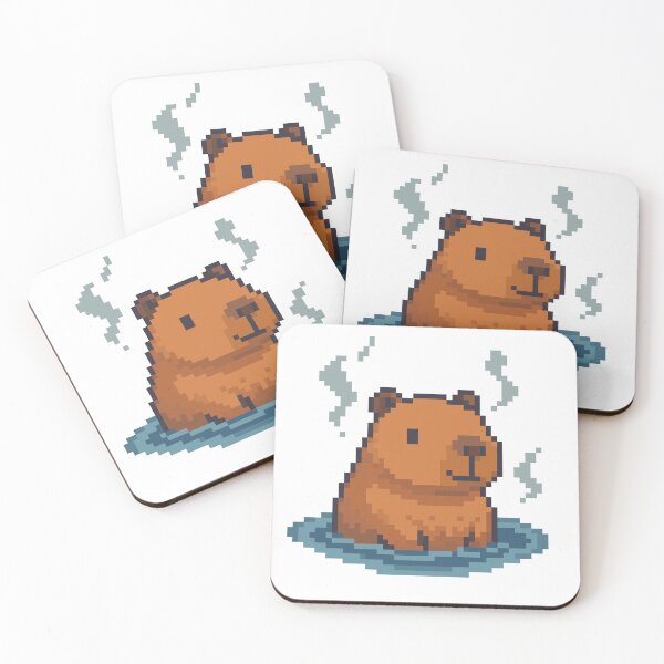Item preview, Relaxing Capybara in Hot Spring Pixel Art designed and sold by retro_pixel.