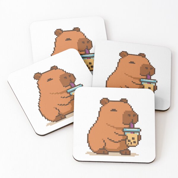 Item preview, Cute Capybara Sipping Boba Tea Pixel Art designed and sold by retro_pixel.