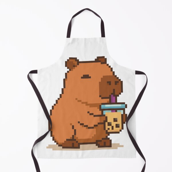 Item preview, Cute Capybara Sipping Boba Tea Pixel Art designed and sold by retro_pixel.