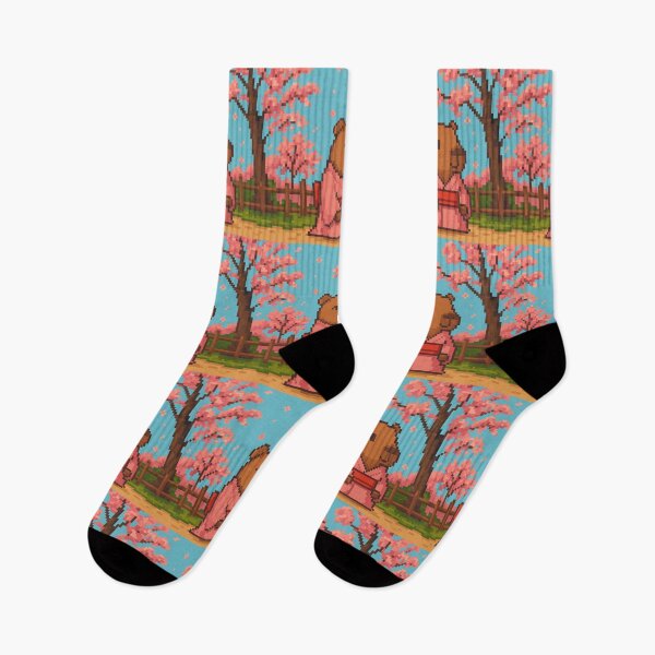 Item preview, Sakura Serenity – Capybara in Kimono Pixel Art designed and sold by retro_pixel.