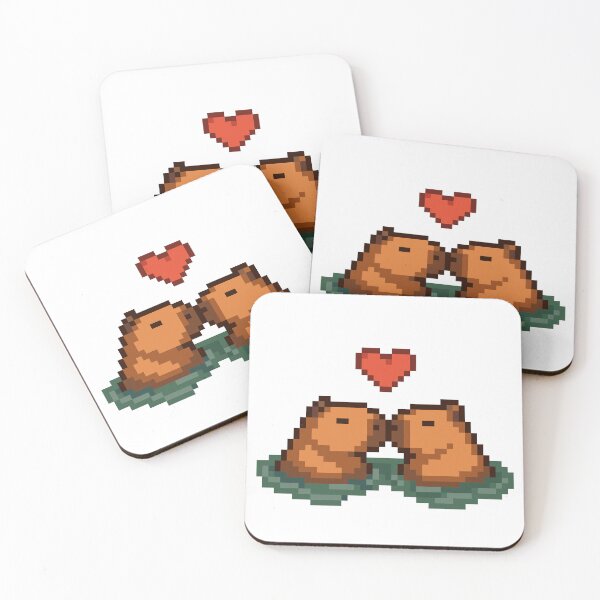 Item preview, Hot Spring Love – Capybara Couple Pixel Art designed and sold by retro_pixel.