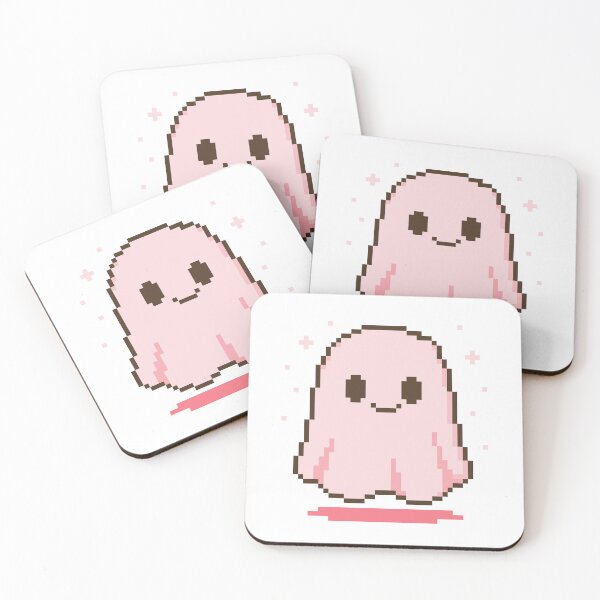 Item preview, Cute Glowing Ghost Pixel Art – Pastel Pink designed and sold by retro_pixel.