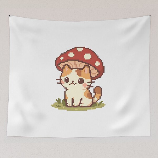 Artikelvorschau, Pilzkopfkatze im Pixelstil entworfen und verkauft von retro_pixel.