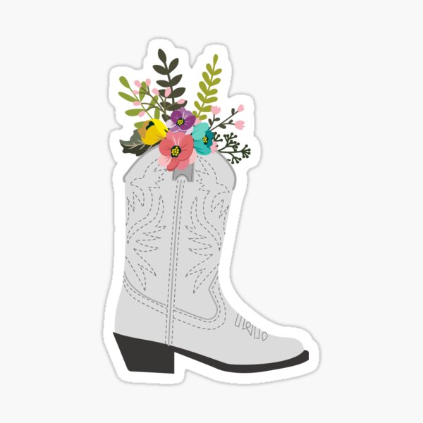 Floral Cowboy Boot Sticker