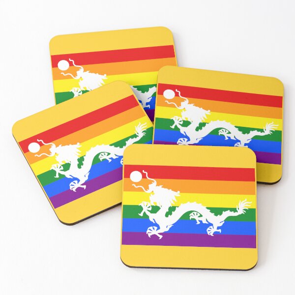 Item preview, White Imperial Chinese Dragon with Pride Rainbow Flag designed and sold by Mon & Matrix.