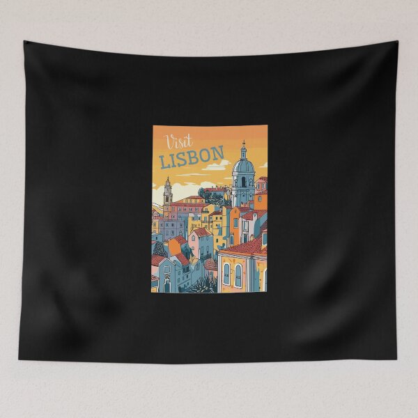 Item preview, Lisbon in Portugal, Retro Art Travel Landscape designed and sold by MaateoDesign.