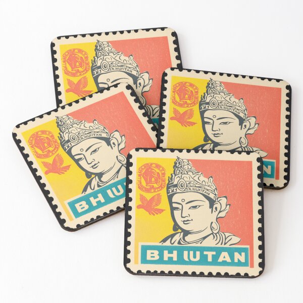 Item preview, Bhutan Postage Stamp Design – Vintage Buddhist Art & Retro Travel designed and sold by tiigerdad.