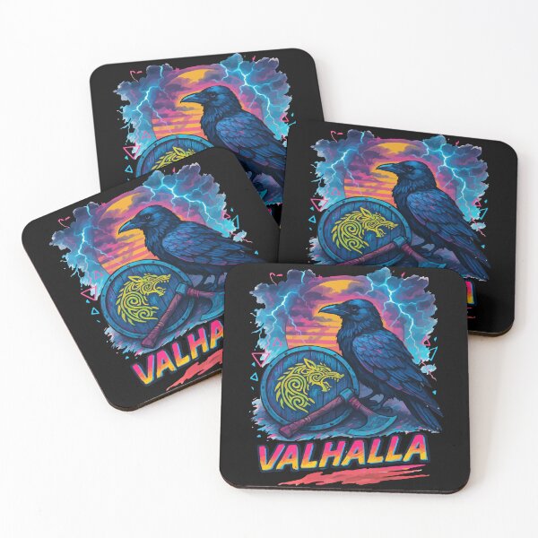 Item preview, Viking Valhalla Raven Norse Retro Vaporwave designed and sold by TomFrontierArt.
