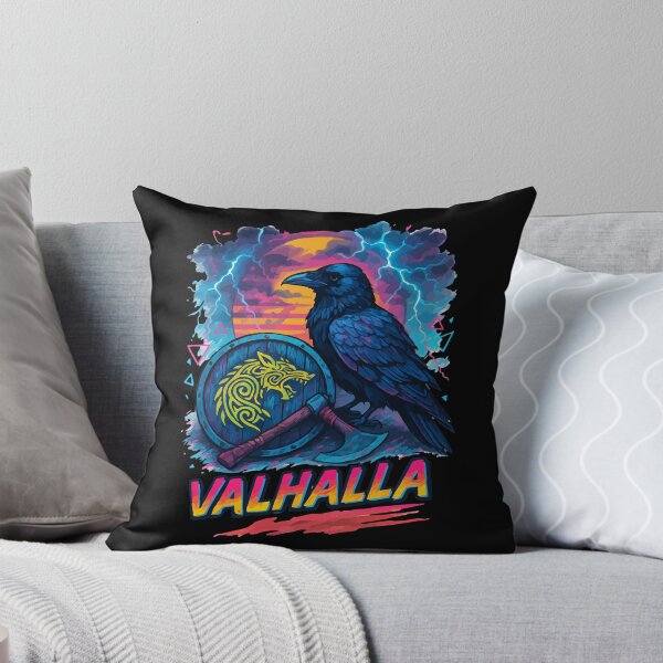 Item preview, Viking Valhalla Raven Norse Retro Vaporwave designed and sold by TomFrontierArt.
