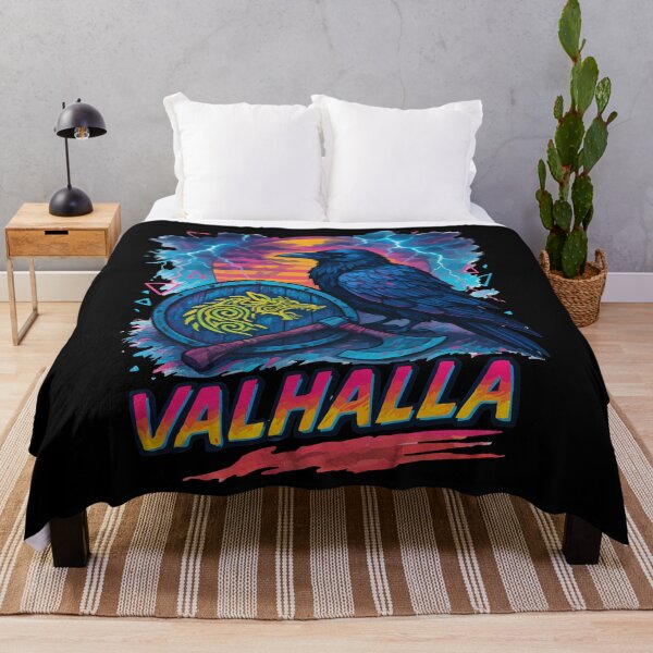 Item preview, Viking Valhalla Raven Norse Retro Vaporwave designed and sold by TomFrontierArt.