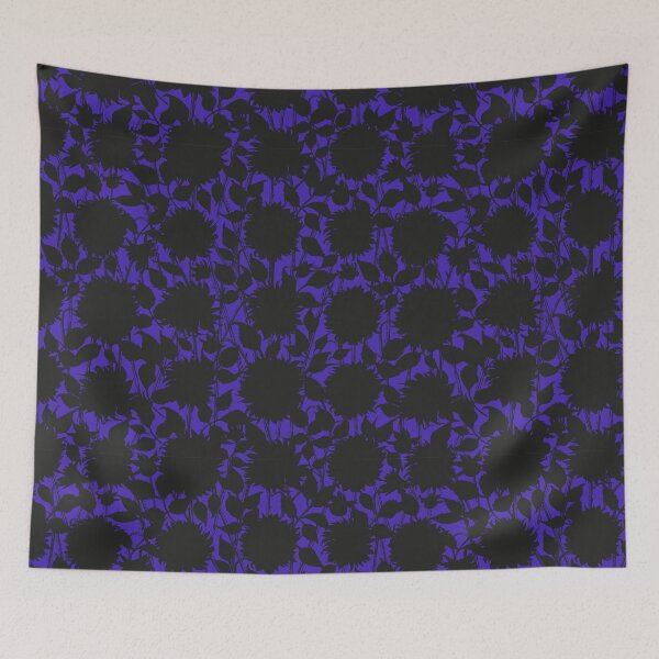 Item preview, Black and blue floral retro pattern designed and sold by bokasin.