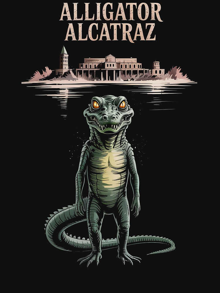 Thumbnail 7 of 7, Classic T-Shirt, Alligator Alcatraz Funny Monster Parody Vintage Prison Shirt designed and sold by PosiMCreations.