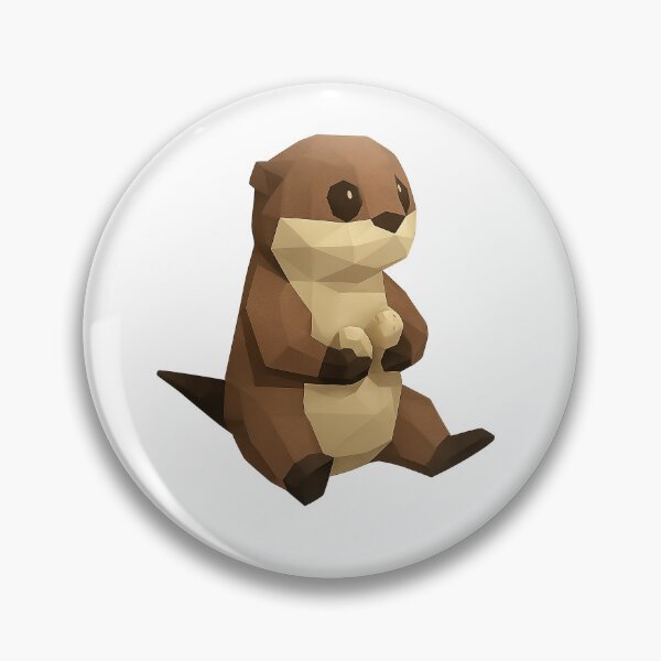 Item preview, Low Poly Otter Holding Pebbles Sticker – Cute Retro Polygon Animal Design designed and sold by LowPolyHub.
