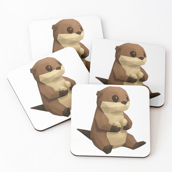 Item preview, Low Poly Otter Holding Pebbles Sticker – Cute Retro Polygon Animal Design designed and sold by LowPolyHub.