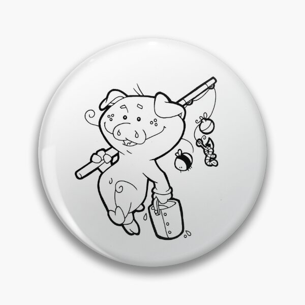 Item preview, Gone Fishin’ – Adorable Pig and Worm Drawing designed and sold by BMBLB-illos.