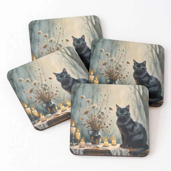Item preview, Black Cat & Candlelight Still Life designed and sold by Mos Thainique.