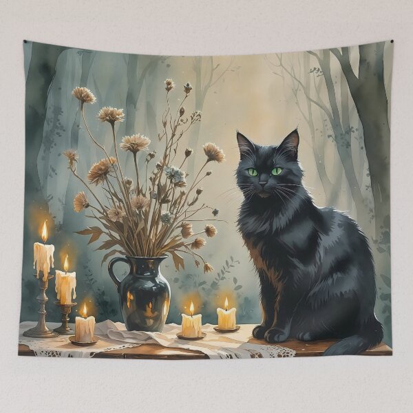Item preview, Black Cat & Candlelight Still Life designed and sold by Mos Thainique.