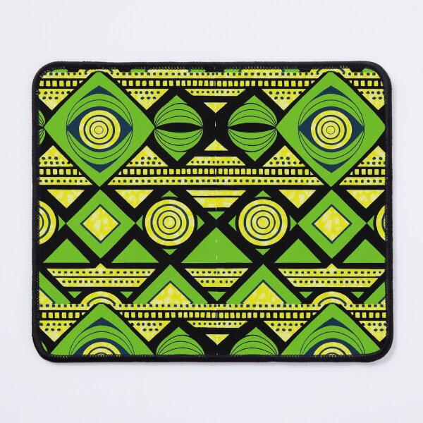 Item preview, Vibrant Geometric West African Wax Print - Green, Yellow & Black designed and sold by Myra365Art.