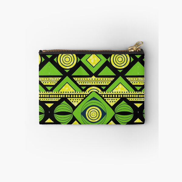 Item preview, Vibrant Geometric West African Wax Print - Green, Yellow & Black designed and sold by Myra365Art.