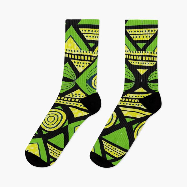 Item preview, Vibrant Geometric West African Wax Print - Green, Yellow & Black designed and sold by Myra365Art.