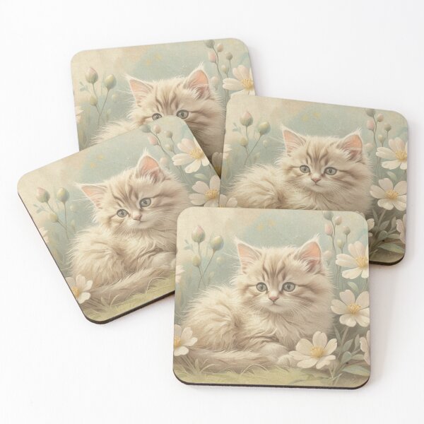 Item preview, Kitten and flowers 2 designed and sold by CraftyWords.