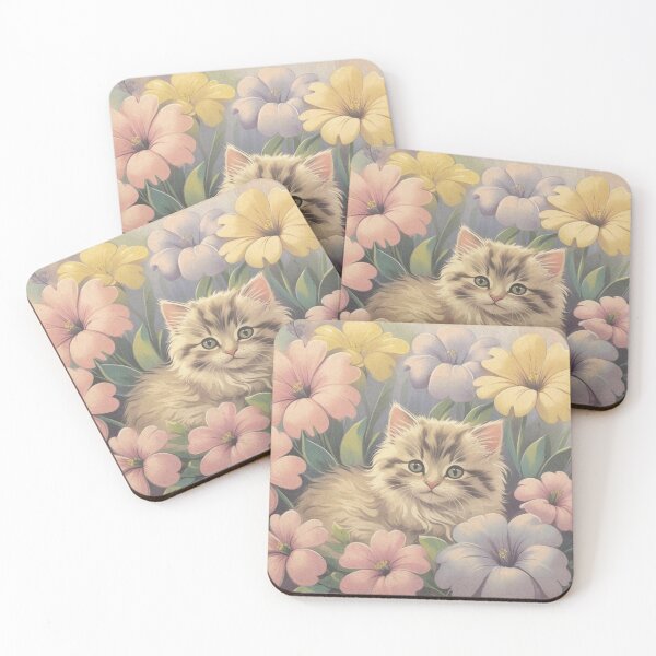 Item preview, Kitten and flowers  designed and sold by CraftyWords.