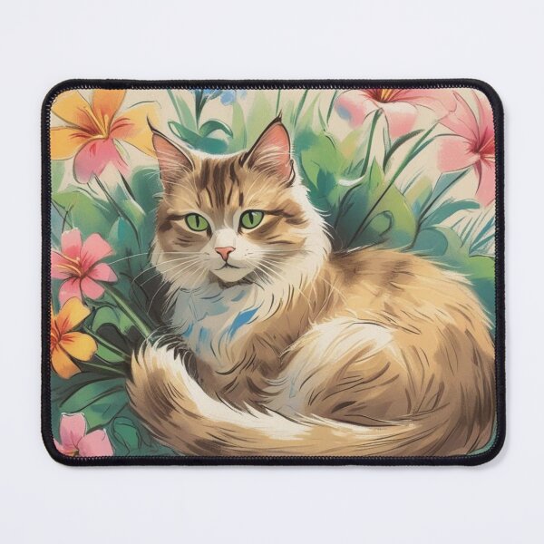 Item preview, Cat and flowers designed and sold by CraftyWords.