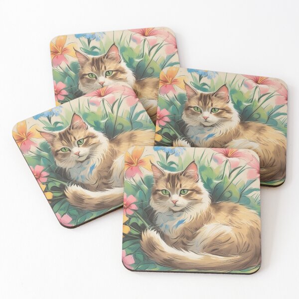 Item preview, Cat and flowers designed and sold by CraftyWords.