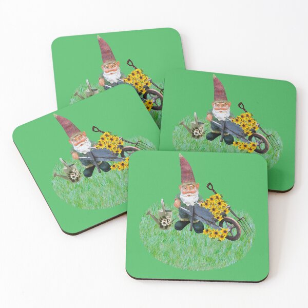 Item preview, Garden Gnome Tending Flowers Whimsical Nature Art designed and sold by SandyMDesigns.