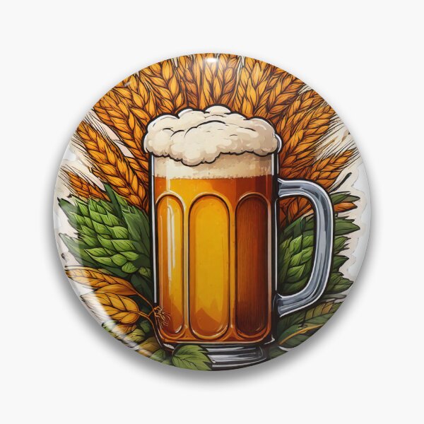 Item preview, Craft Beer Essentials Graphic | Golden Mug of Beer, Hops & Barley Art | Brewing Ingredients Design | Beer designed and sold by CattlettArt.