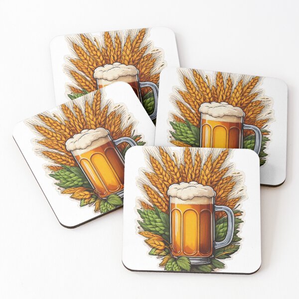 Item preview, Craft Beer Essentials Graphic | Golden Mug of Beer, Hops & Barley Art | Brewing Ingredients Design | Beer designed and sold by CattlettArt.