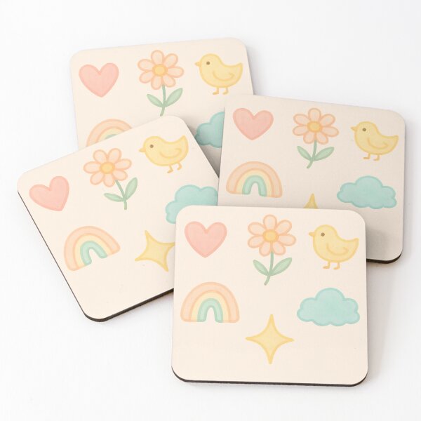 Item preview, Adorable Pastel Heart Flower Baby Chick Rainbow Sparkle and Cloud Pack Set designed and sold by wonderxwander.