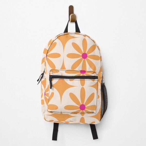 Item preview, Retro 70s Groovy Orange Flowers with Vintage Starbursts designed and sold by Yasminepatterns .