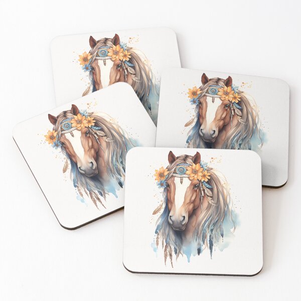 Item preview, Boho Watercolor Horse Floral Feathers Pastel Western Aesthetic designed and sold by Parkerzz.