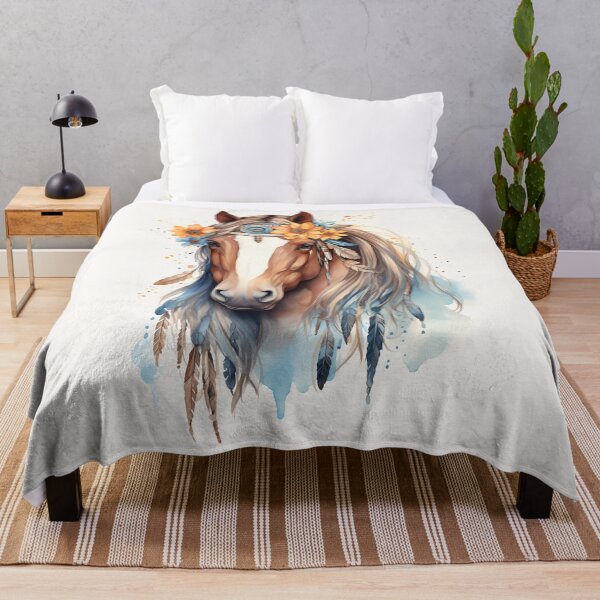 Item preview, Boho Watercolor Horse Floral Feathers Pastel Western Aesthetic designed and sold by Parkerzz.
