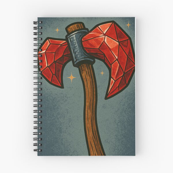 Item preview, Red Crystal Battle Axe – Comic Style Fantasy Weapon Art designed and sold by InspireHaven.