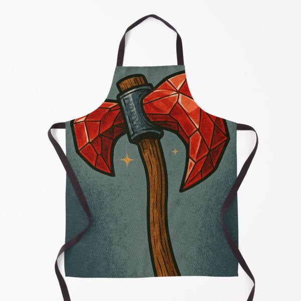 Item preview, Red Crystal Battle Axe – Comic Style Fantasy Weapon Art designed and sold by InspireHaven.